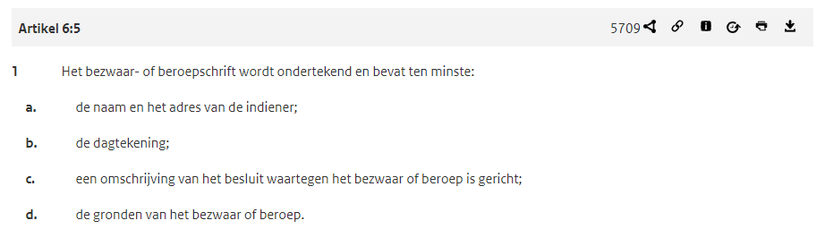 Artikel 6:5 Awb: de eisen aan een bezwaarschrift